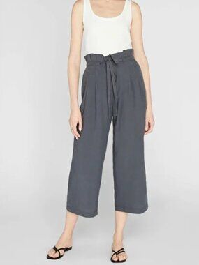 Club Monaco Paper Bag Linen Pant, Blue, Size 8